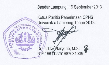 Penerimaan CPNS Universitas Lampung Tahun 2013 ( .pdf | 1.33 MB