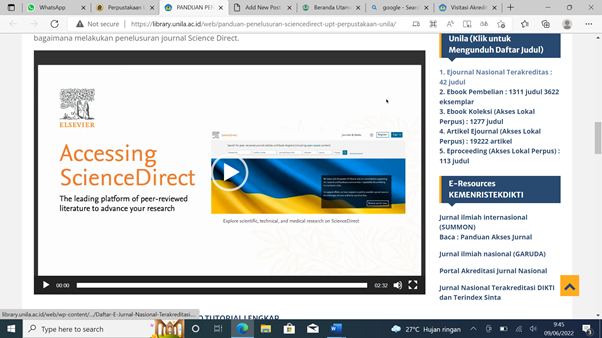 Unila Lecturers for Free Access to ScienceDirect Journals University