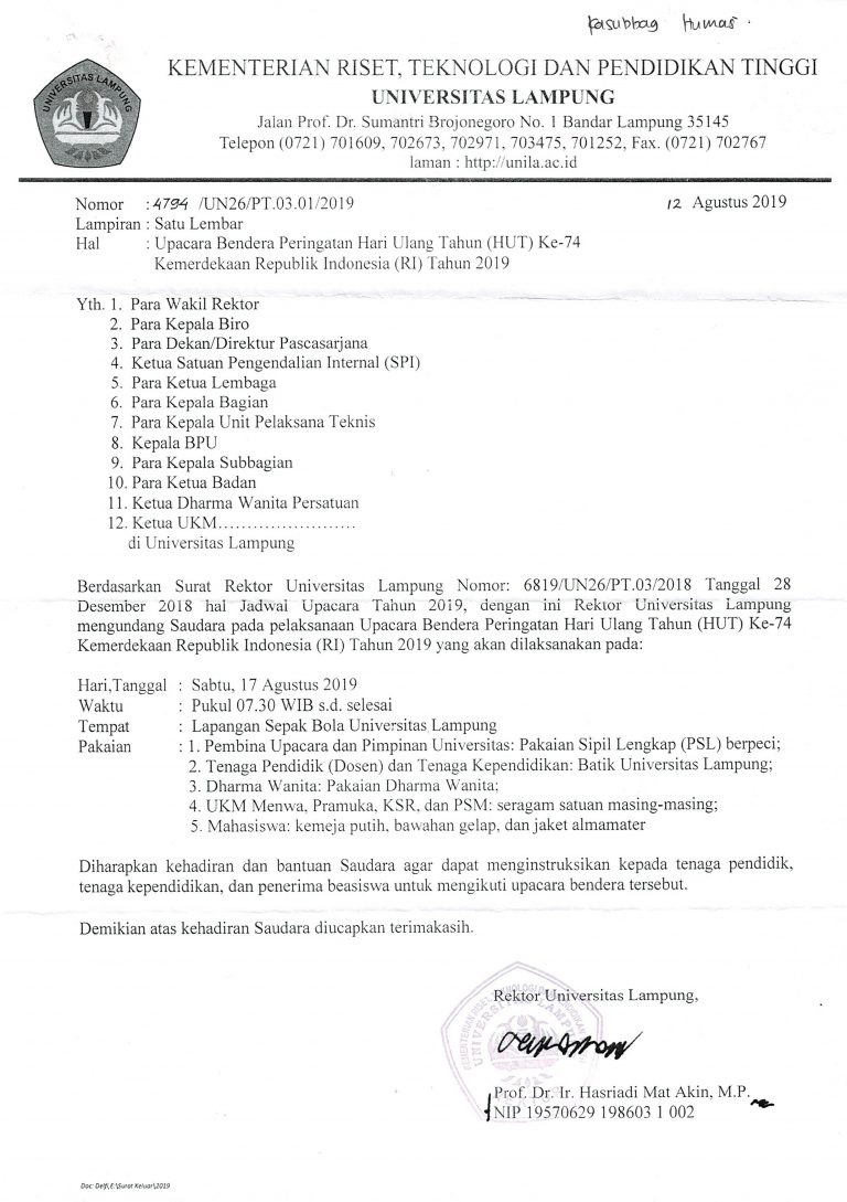 Pengumuman Upacara 17 Agustus