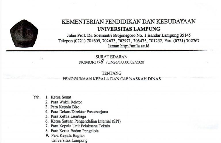 Penggunaan kepala dan Cap Naskah Dinas