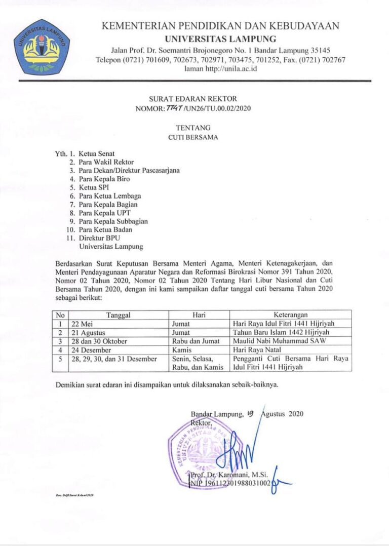 Pengumuman Tentang Cuti Bersama