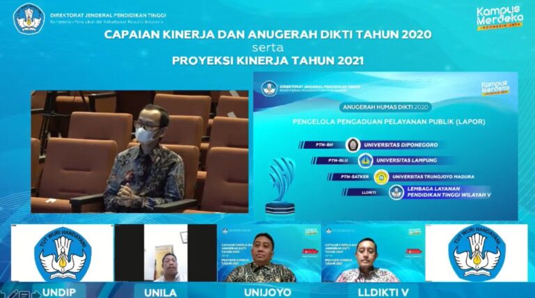 Unila Raih Anugerah Humas Dikti 2020