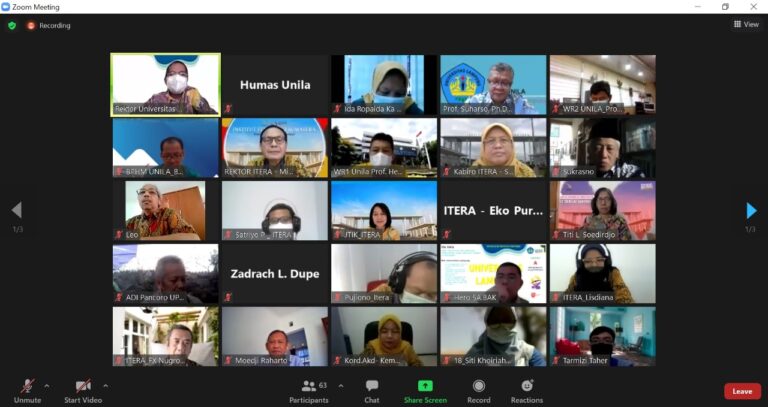 Jalin Sinergitas, Rektor Unila Terima Audiensi Rektor Itera via Daring