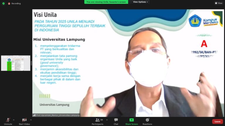 Rapat Virtual Penyusunan Kegiatan dan Anggaran Unila Tahun 2022