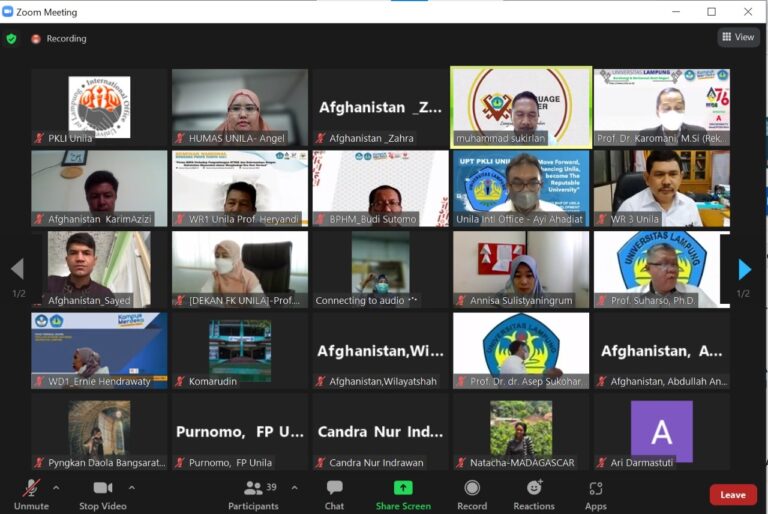 27 Mahasiswa Asing Unila Ikuti Orientasi Pengenalan Kehidupan Kampus