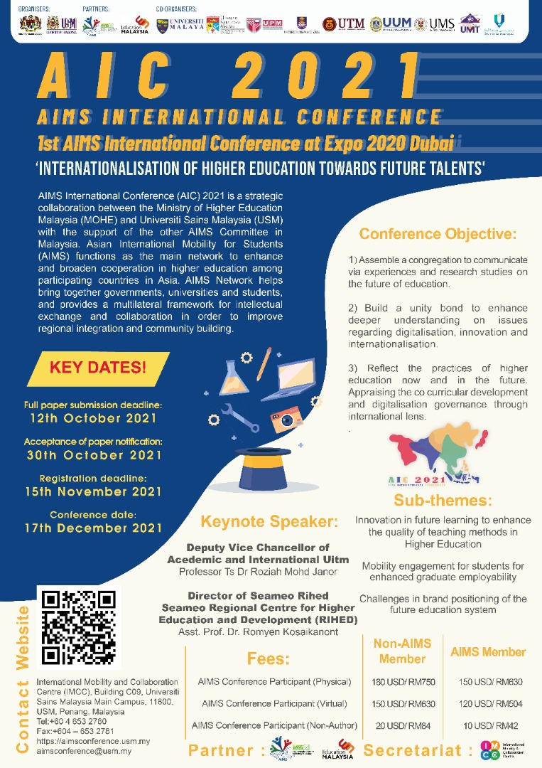 Call for Paper & Invitation to Join Aims International Conference (AIC) 2021 on 17th December