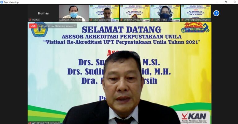 Visitasi Virtual Re-Akreditasi UPT Perpustakaan Unila Tahun 2021