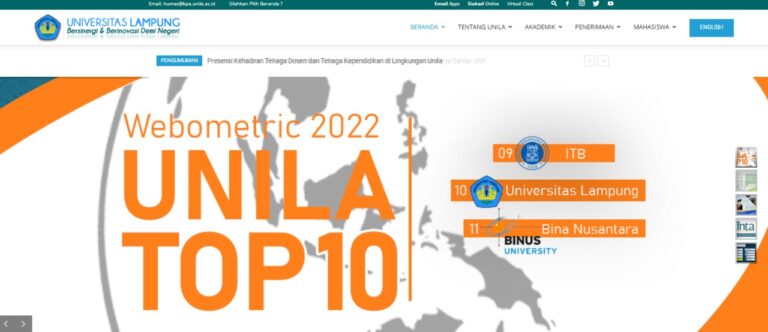 Versi Webometrics, Unila PTN Nomor Satu di Luar Pulau Jawa