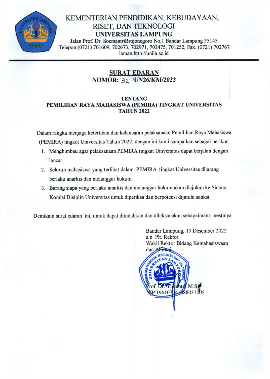 Pemilihan Raya Mahasiswa (Pemira) Tingkat Universitas