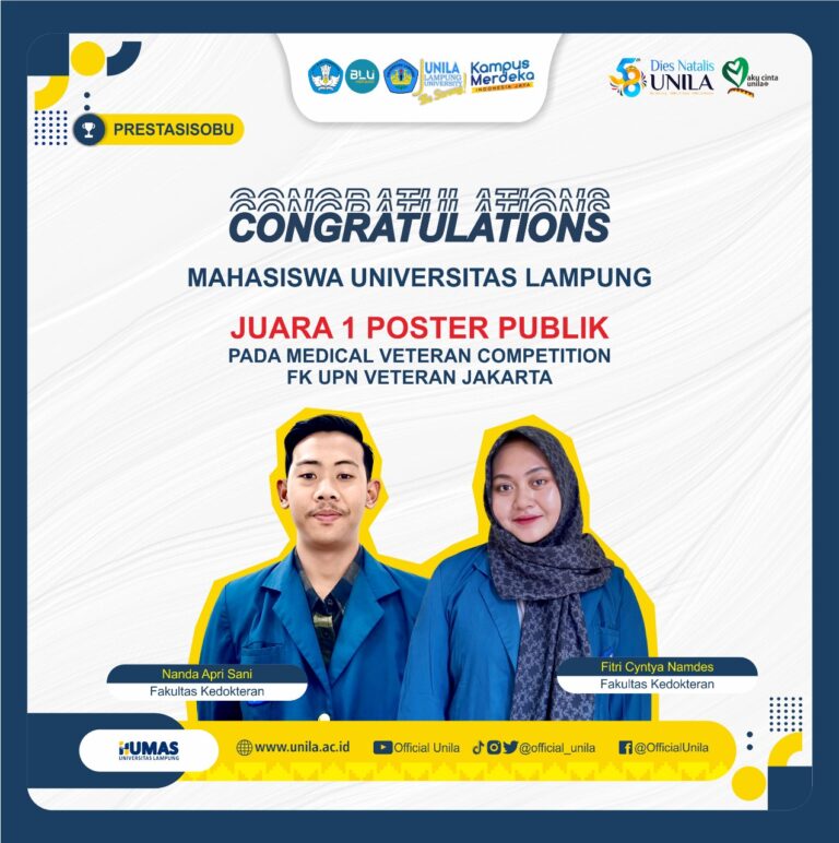 Mahasiswa Unila Raih Juara 1 dalam Lomba Poster Medical Veteran Competition