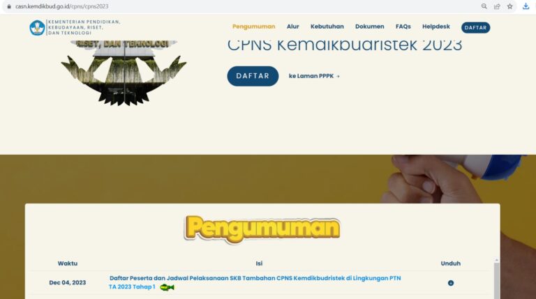 Perpanjangan Waktu Pengisian DRH bagi Peserta yang Dinyatakan Lulus Hasil Optimalisasi Pengisian Kebutuhan PPPK Kemdikbudristek TA 2022 