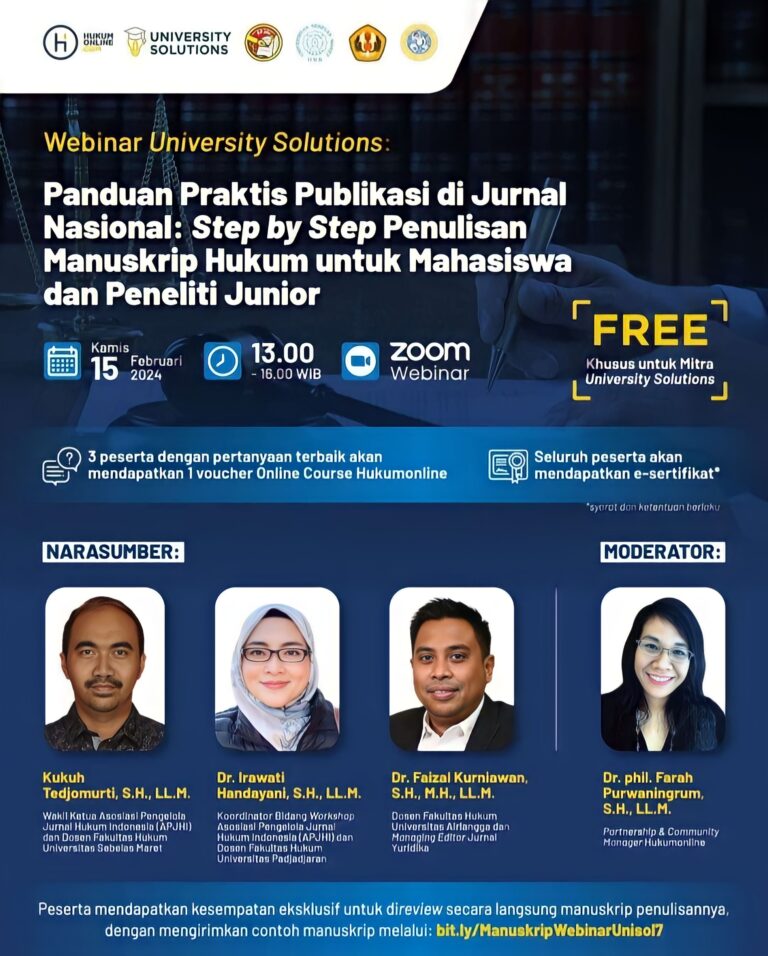 FH Unila Ikuti Webinar Penulisan Manuskrip Hukum oleh Hukum Online