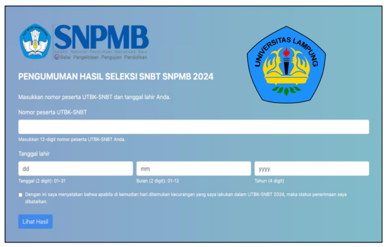 Pengumuman: HASIL SELEKSI SNBT 2024
