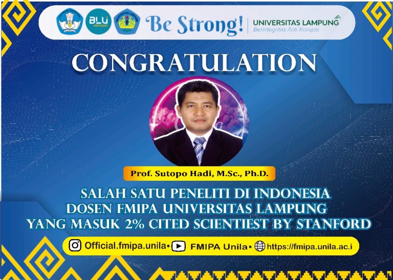 Dosen Unila Masuk Peneliti Top 2% Dunia