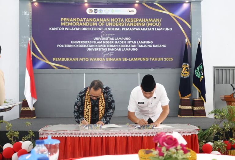 Unila Teken MoU dengan Lapas Lampung, Dorong Pembinaan Humanis dan Inklusif