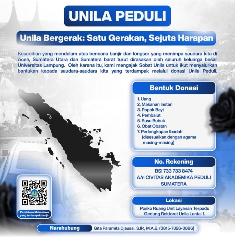 Unila Salurkan Bantuan Tunai Tahap I untuk Korban Banjir Sumatra