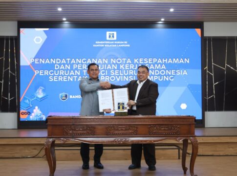 Unila dan Kemenkum RI Kanwil Lampung Ikuti Penandatanganan Kerja Sama Serentak Perguruan Tinggi se-Indonesia