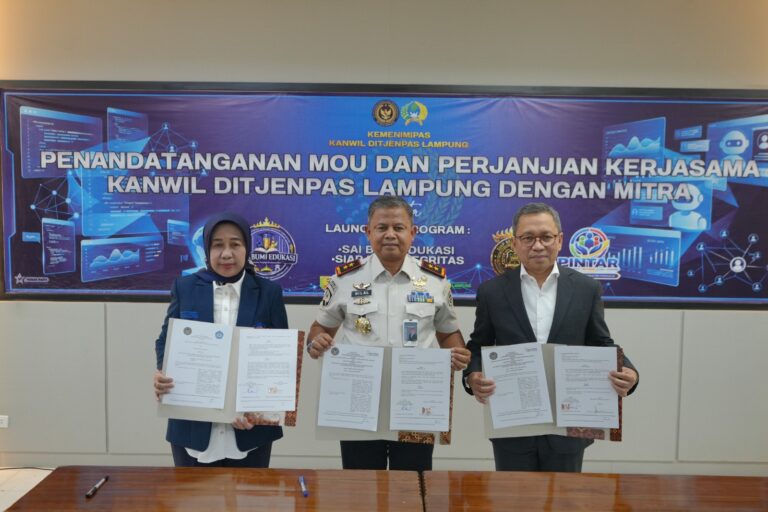 Unila dan Ditjenpas Lampung Tekenn MoU, Luncurkan Tiga Program Inovasi